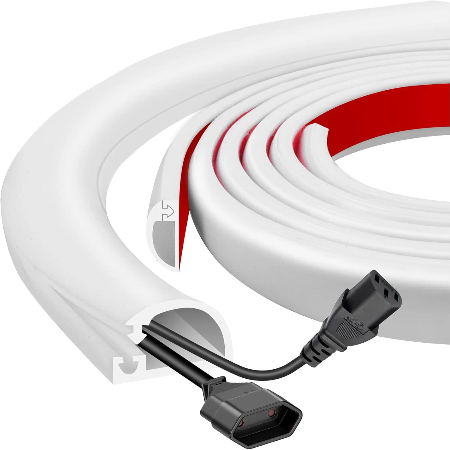 Cache-câbles auto-adhésif, gaine de gestion de câbles en silicone flexible, protection de câbles découpable, blanc 1m (3,3ft)