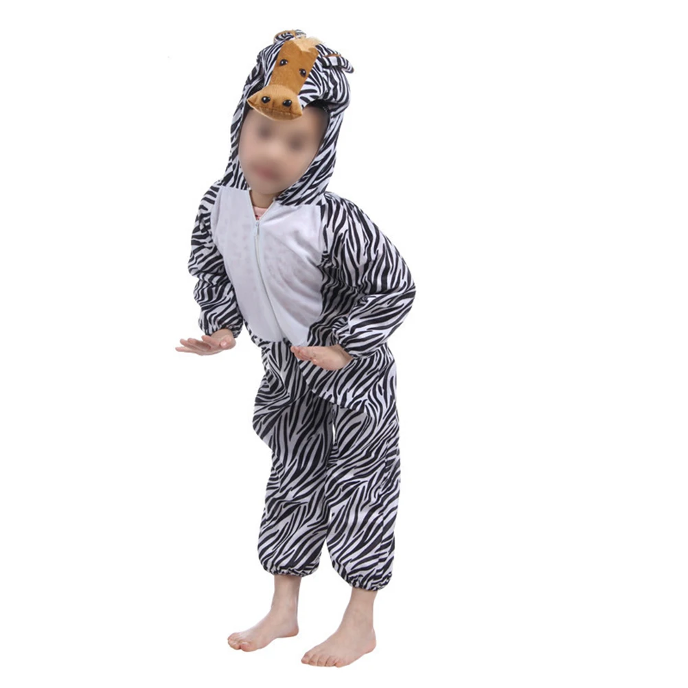 

Adorable Kids Zebra Costume For Halloween Party Cosplay Soft Comfortable Animal Outfit Easy Clean Warm Winter Wear 90-105Cm