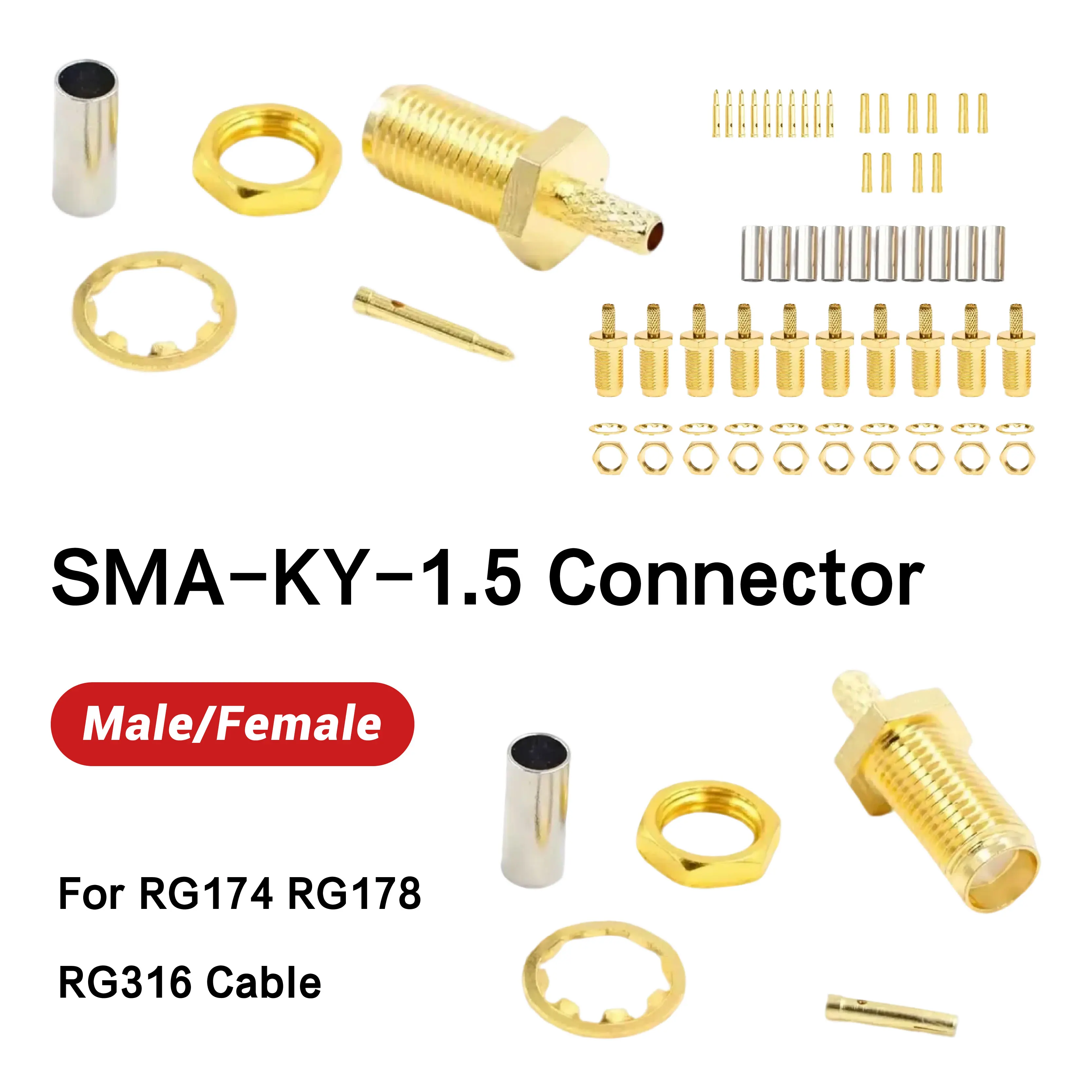 

Переходник, гайка, RF коаксиальный разъем «папа-мама» SMA-KY-1,5 для кабеля RG174 RG178 RG316