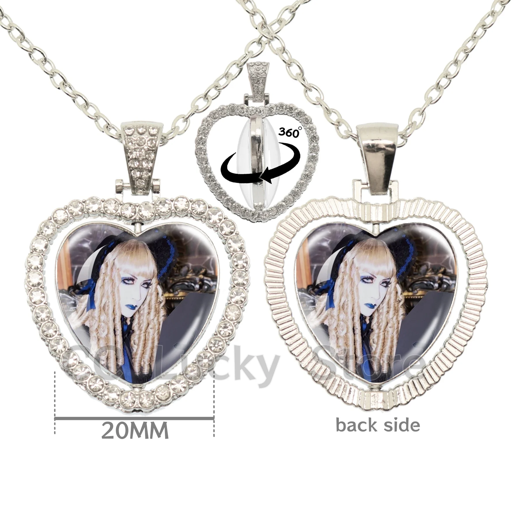 Japan Visual Rock Band Glass Heart Pendant Necklaces DazzlingBAD Band Rank Mana Sama  Accessories Necklace Fans Jewelry Gift