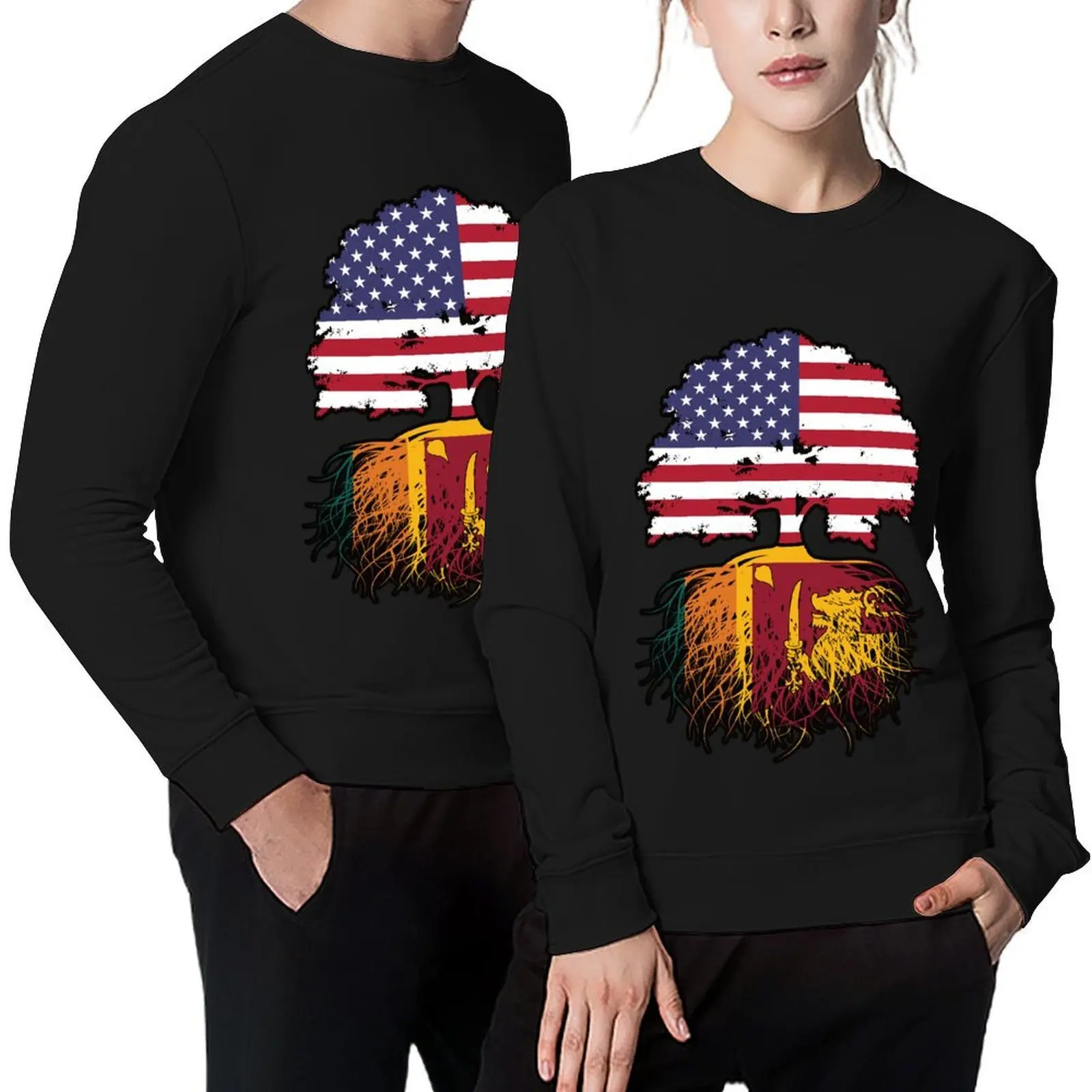 

Sri Lanka Sri Lankan American USA Tree Roots Flag Pullover tracksuits blouse mens designer clothes sweatshirts