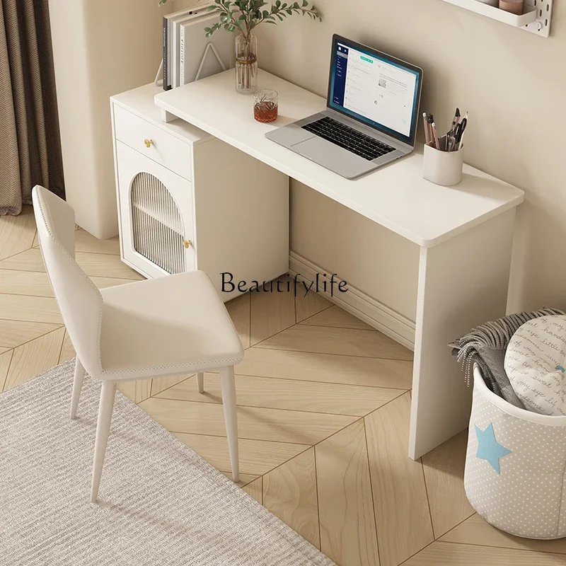 Solid wood cream style white desk simple modern desktop notebook desk