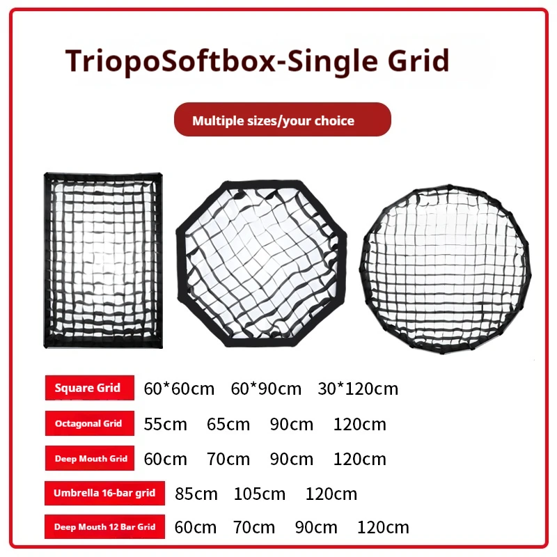 TRIOPO 55cm 65cm 90cm 120cm Softbox Honeycomb Grid for Foldable Softbox Octagon Umbrella (Grid Only)