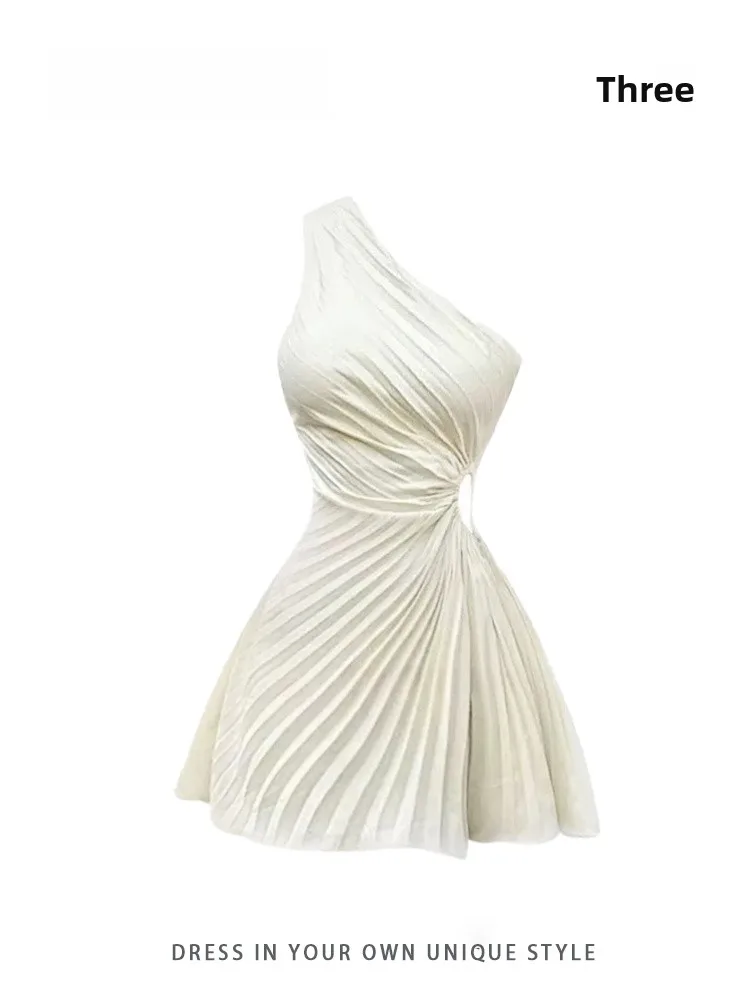 

HEZA летнее женское платье Slim Fit с вырезами, асимметричное платье с овальными плечами, корейская юбка трапециевидной формы для поездок на работу, длина ort