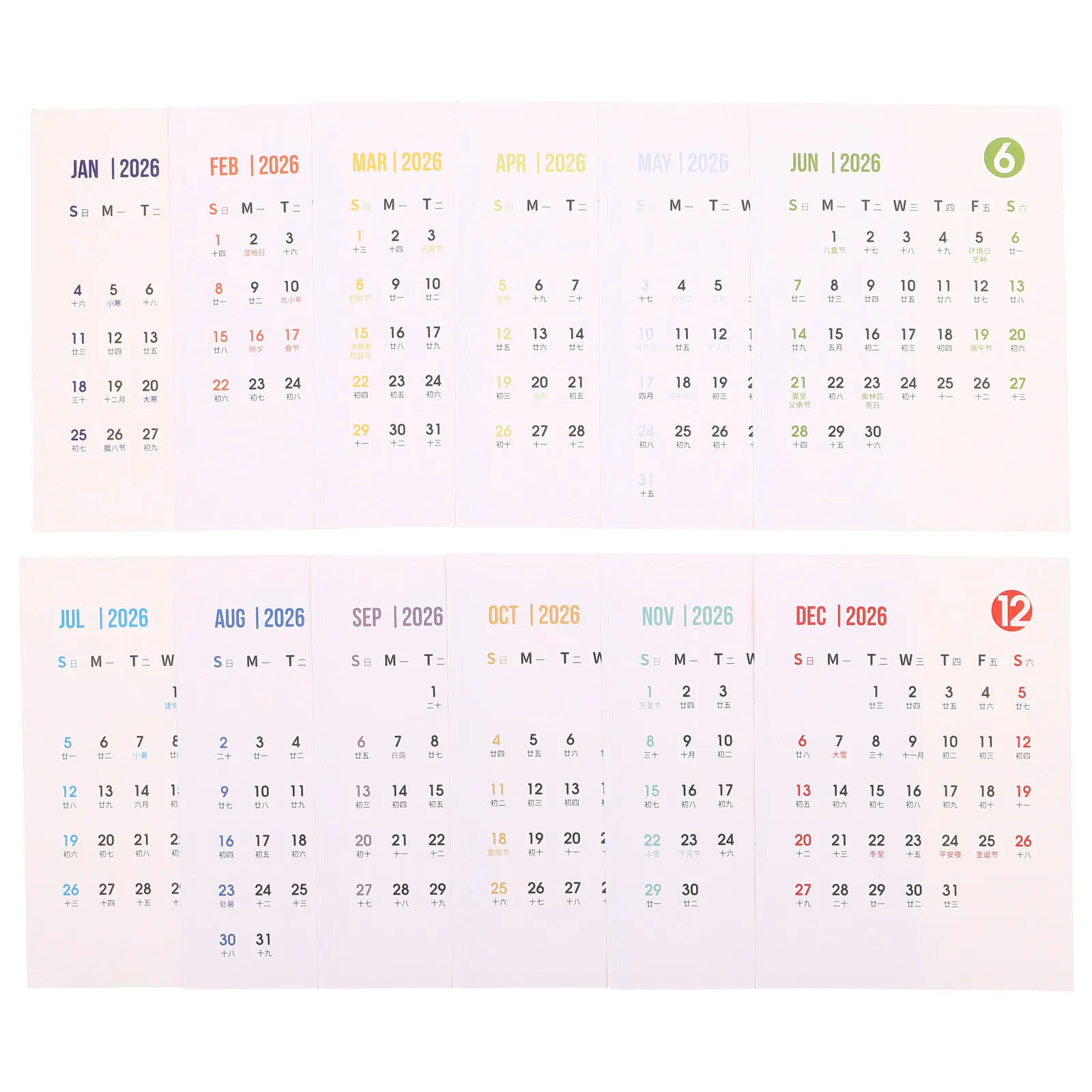

1Set 2026 Desk Calendar Sticker Set Adhesive Writing Planner Stickers for Journaling Scrapbooking Monthly Schedule Label Sheets