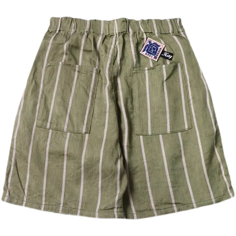 21SS KAPITAL Hirata Hiroshi Japanese Retro Trendy Cotton and Hemp Adjustable Elastic Casual Shorts in Two Colors