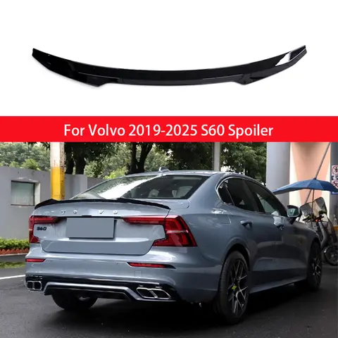 볼보 S60 2019-2025 스포일러 밝은 검정색 탄소 섬유 자동차 테일 조정 키트 볼보 S60 액세서리 전용 장식