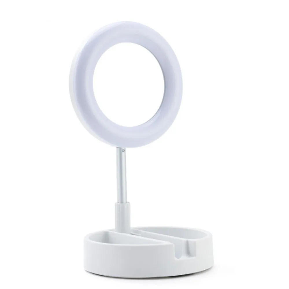 

Adjustable Height Makeup Mirror Fill Light Bracket Folding Stable Base Fill Light Phone Stand Universal Portable