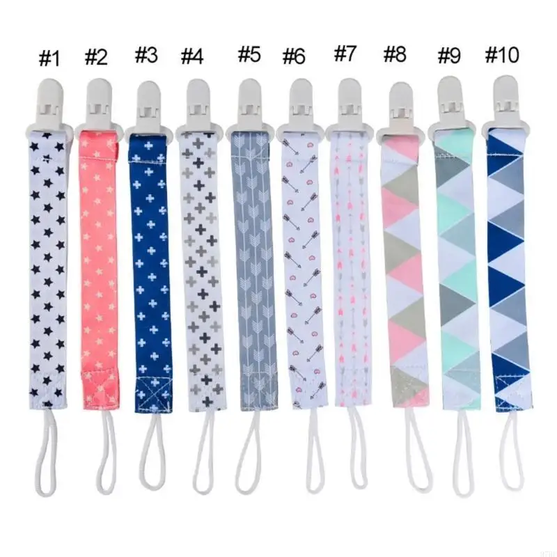 

97BE Pacifier Clip Stylish Teething-Ring Pacifier Holder Clip for Baby Boys & Girls