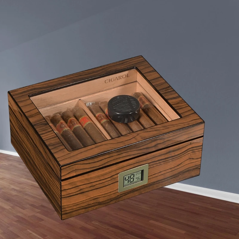 Premium-Zigarren-Humidorbox mit 25–50 Zigarrenkapazität, spanisches Zedernholz, digitales Hygrometer, ideal zum Altern und Aufbewahren von Zigarren, perfekt