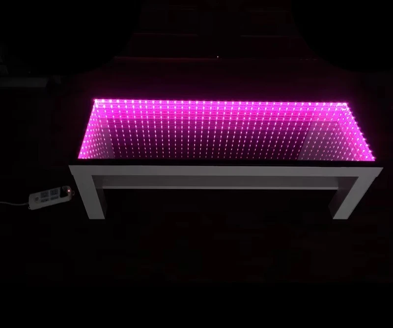 LED 3D tempered glass illuminated table, rectangular lighting mirror, unlimited beer ping pong table