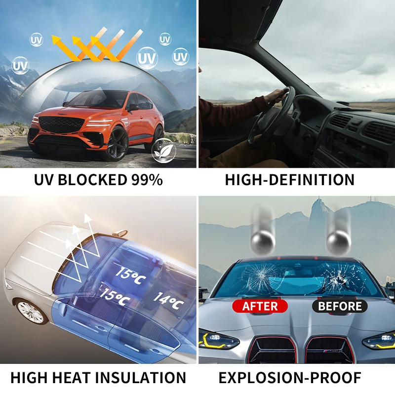 جديد 70% Vlt نانو السيراميك الشمسية نافذة تينت فيلم 99% الأشعة فوق البنفسجية برهان الأشعة تحت الحمراء رفض الملونة الأرجواني الأزرق الحرباء لسيارات الدفع الرباعي على شكل لفة
