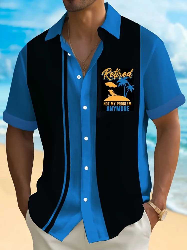 

2025 3D Palm Tree And Striped Print Men's Shirt Hawaiian-style Men's Short-sleeved Shirt Summer Casual Men's Fashion Shirt