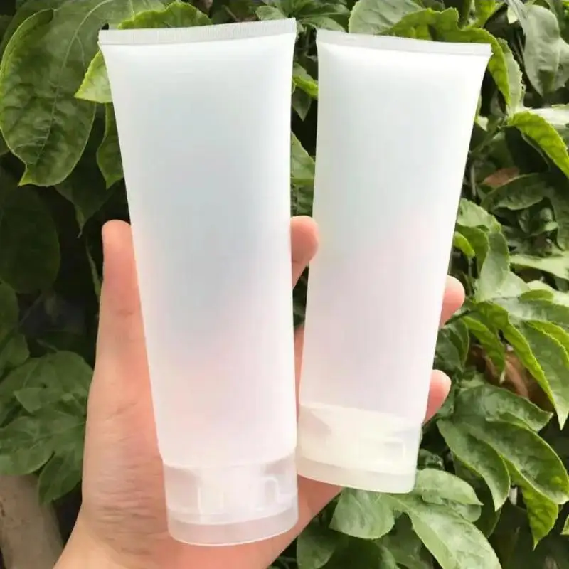 200ml/g Frosted Transparent Plastic Travel Shampoo/Body Wash Bottle, Empty Cosmetic Facial Cleanser/Hand Cream Soft Hose Tube