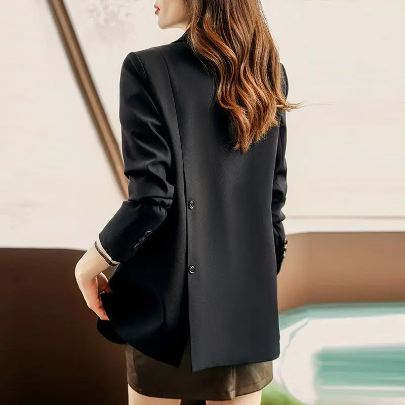 2023 New Small Suit Coat Female Spring and Autumn  Fashion Foreign Style Loose Large Size Senior Sense of Casual Suit Top WR015