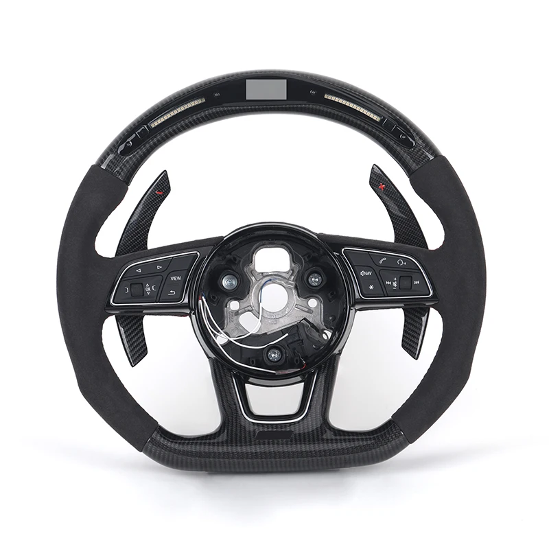 S Line Half for Alcantara Carbon Fiber LED Steering Wheel for Audi A3 A4 A5 A6 B7 8V B9 S3 S4 S5 RS3 RS4 RS5 RS6 RS7 C7 C8 Q5 Q7