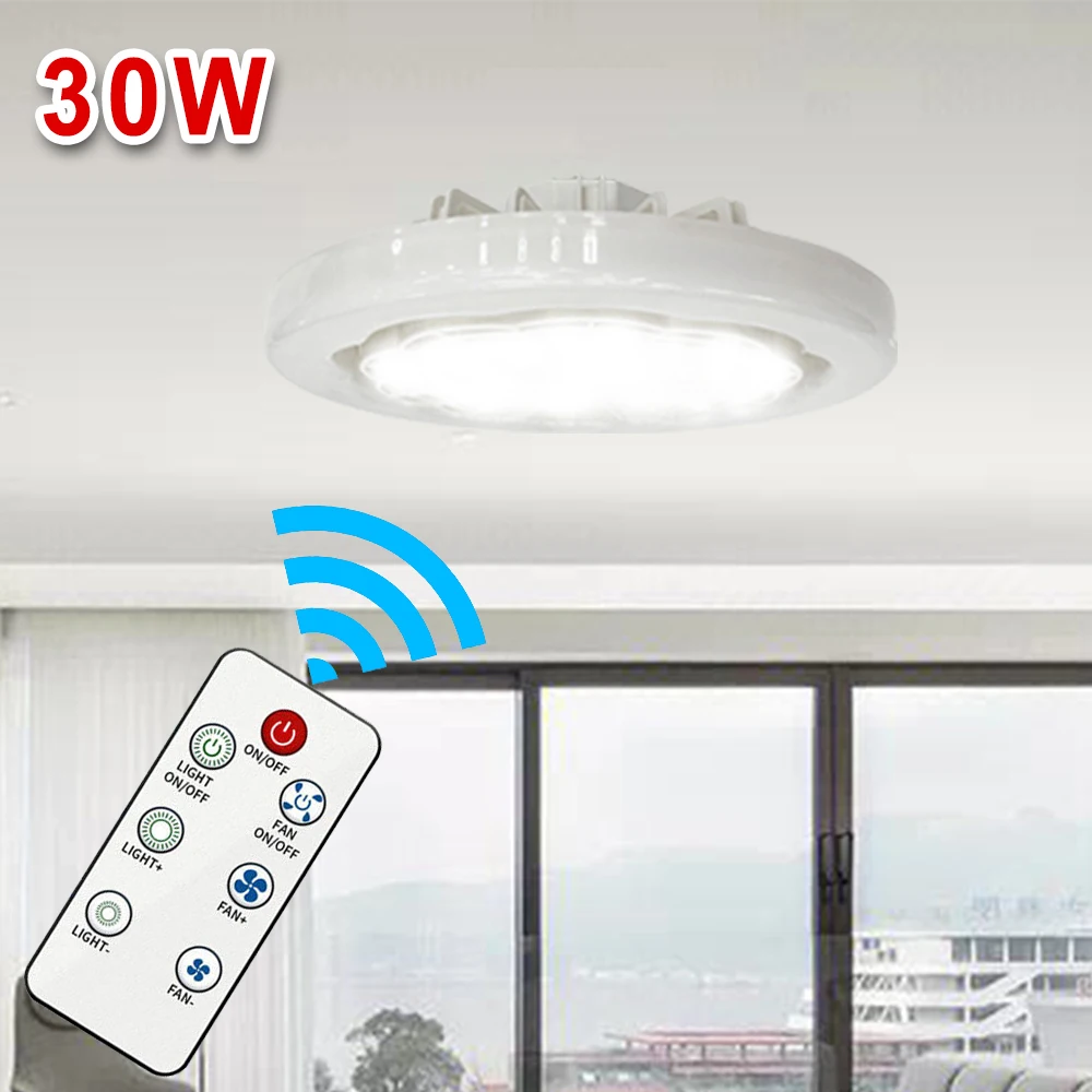 Sommer 30W Deckenventilator mit Licht E27 Schraubsockel, LED-Ventilatorlampe mit Fernbedienung, Einstellbare Windgeschwindigkeit, Geräuscharm für den Heimgebrauch