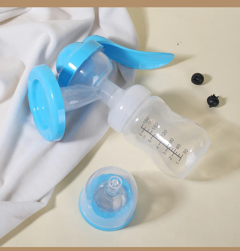 Extractor de leche manual, portátil y liviano, adecuado para viajes, uso doméstico - Con biberón transparente - Ideal para mamás que amamantan