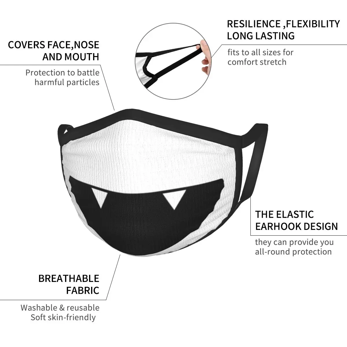 Jack Frost Cute Face Mouth Mask Reusable Breathable Protective Children Kid Cute Dust-proof Mouth Face Masks