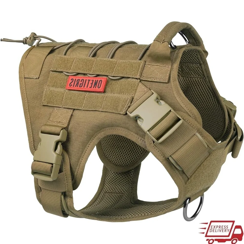 

Tactical Dog Harness Comfortable Patrol Vest Adjustable Nylon Dog Vest with Quick Release Buckles Training Hiking Control