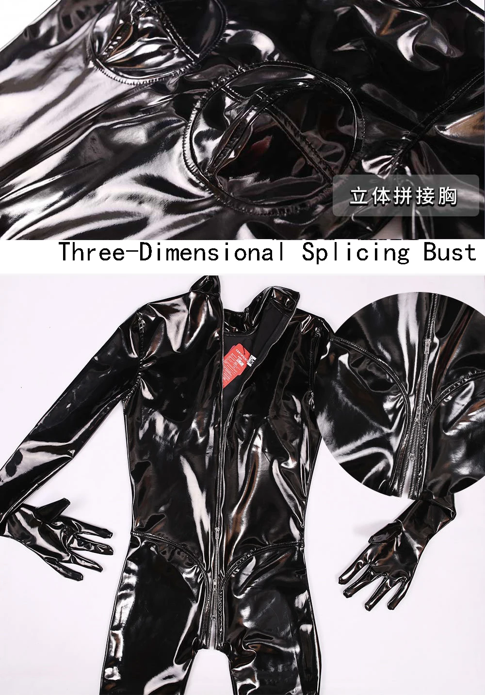 Collant tutina All-Inclusive da donna tute in ecopelle PVC cerniera con apertura sul cavallo pagliaccetto specchio elastico moda tute Cosplay