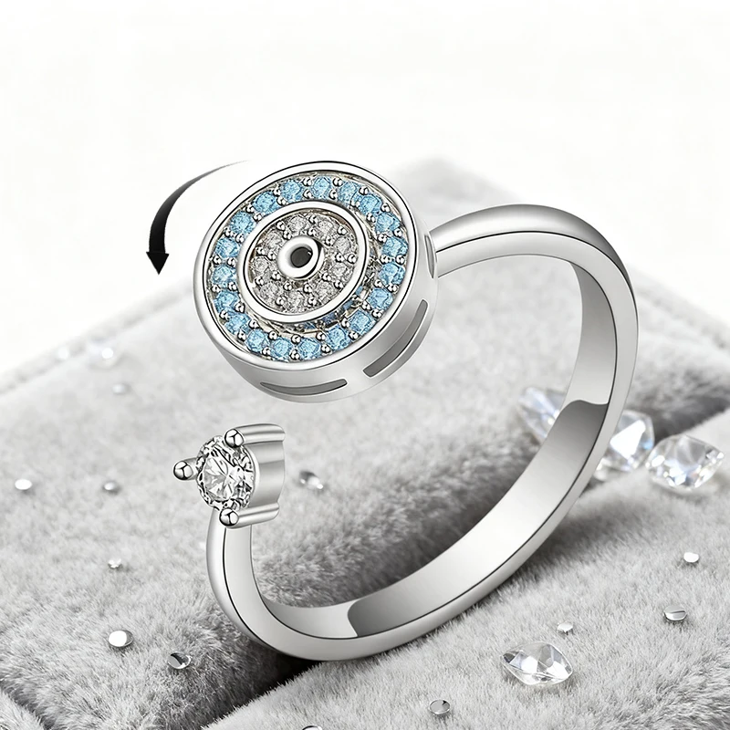 

Новое круговое инкрустированное цирконом, свободное вращение, антистрессовое кольцо для релаксации, женские вечеринки, свадьбы, ювелирные изделия, аксессуары, подарки