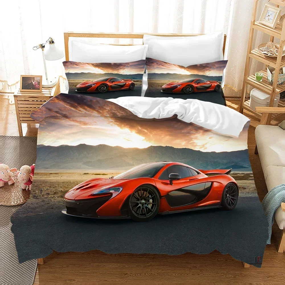 

Sports Car 3D Racing Car Comfortable Duvet Quilt Cover Pillowcase Bedding Set Children Bedroom Decoration Home Textile