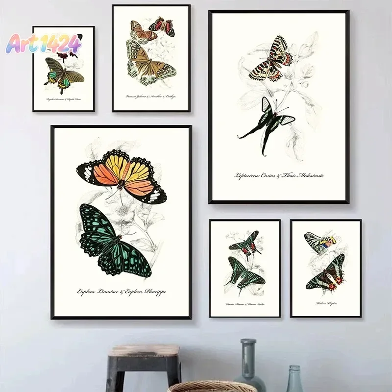 Vintage Butterflies poster Vintage Dead Leaf Butterfly Specimen Minimalist Wall  Print Canvas Painting Posters for Home Decor