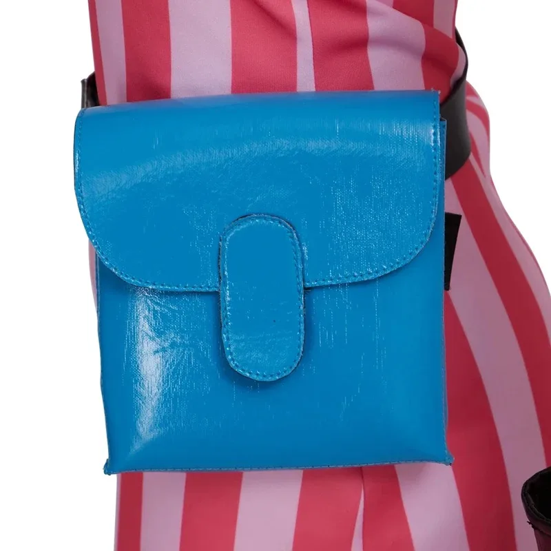 Anime bulma cosplay traje rosa listra vestido feminino halloween carnaval terno bulma traje conjunto completo com headwear luvas cinto saco