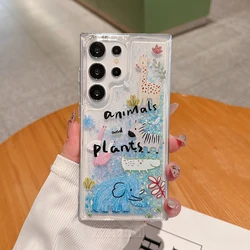 Luminous Animals For Samsung Galaxy A55 A15 A25 A35 A14 A24 A34 A54 A13 A23 A33 A53 5G Case Liquid Quicksand Glitter Shiny Cover