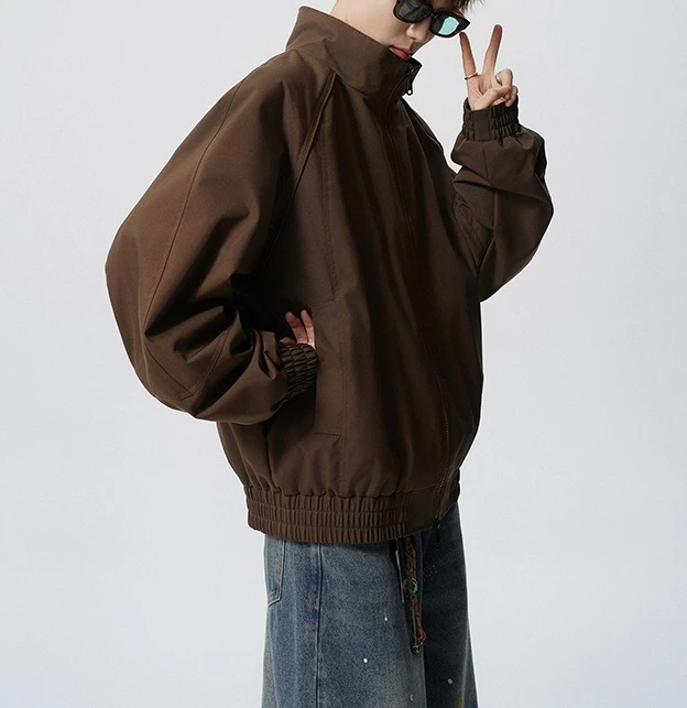 2026 Spring and Autumn New Jacket American High Street Men's Trend Retro Stand-up Collar Casual Versatile Jacket