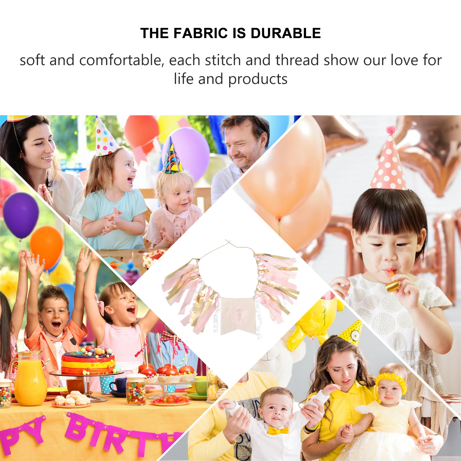 

Bunting Dining Chairs with Flag Decoration Baby Girl Birthday Party Garland Cloth Colorful Banner