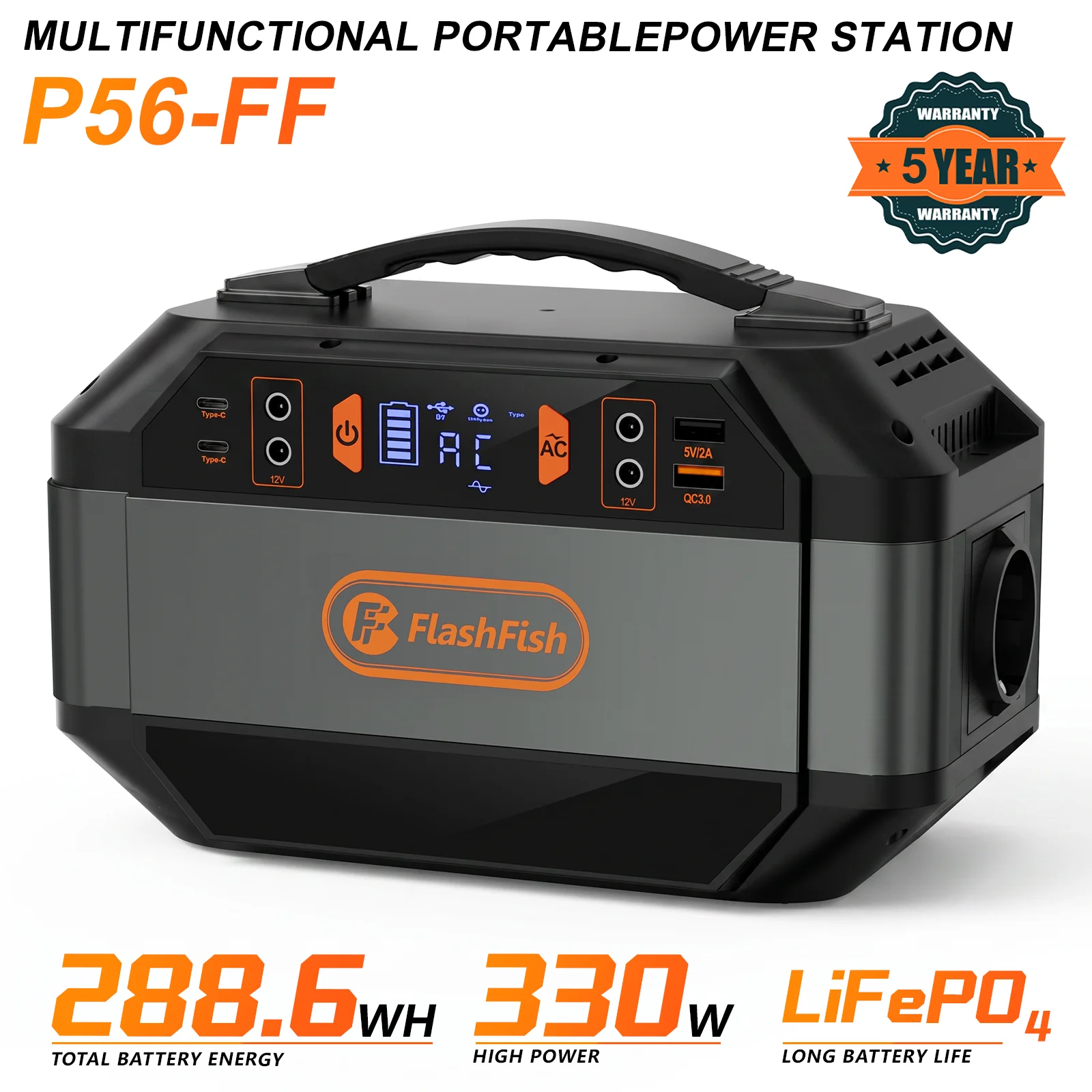 P56 Portable Power Station 2000W(Peak 4000W) 1536Wh LiFePO4 Solar Generator 600W PV Input Outdoor Camping Emergency Backup Power Supply