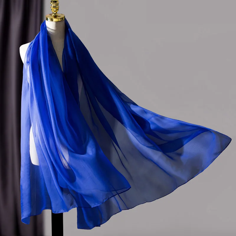 Korean Solid Transparent Chiffon Travel Holiday Beach Towel Sunscreen Shawl Female Summer Air Conditioning Ice Silk Scarf M10