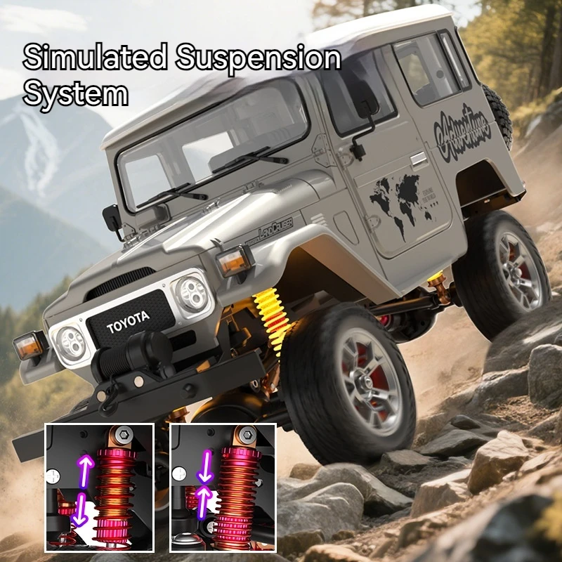 1/16 메탈 텍스처 FJ40 4WD 시뮬레이션 무선 조종 자동차 Hg4-211 라이트 스모커 윈치 장착 오프로드 등반 차량 모델 장난감