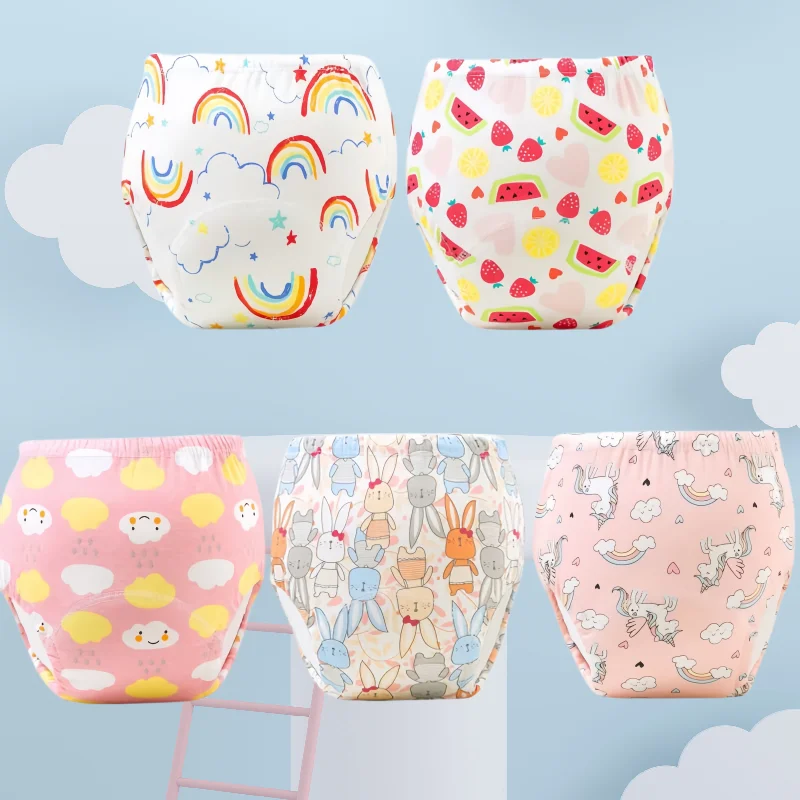 5PC Wasserdichte Wiederverwendbare Baumwolle Baby Training Hosen Infant Shorts Unterwäsche Tuch Baby Windel Windeln Höschen Windel Ändern