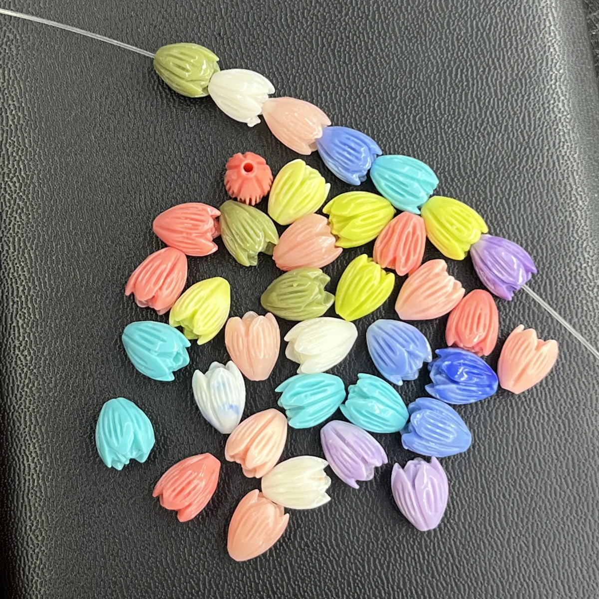 6x7mm Tulip-Shaped Through-Hole Beads Natural Shell Imitation Coral Beads for Jewelry Making DIY Necklace Bracelet Accessories