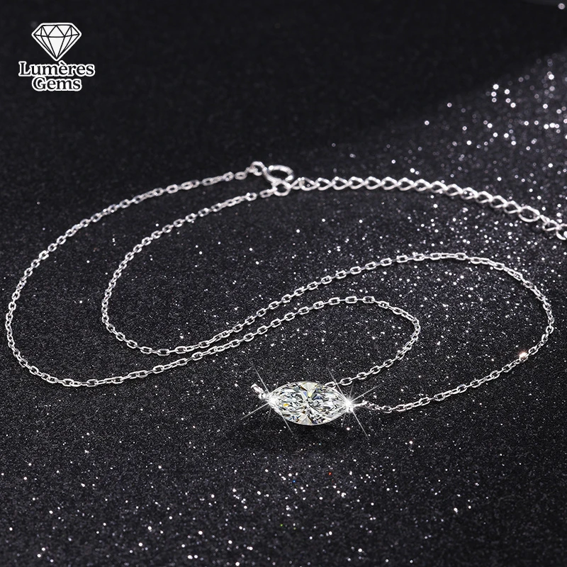 

LumièRe Gems Best-Selling Women'S 2-Carat Platinum PT950 Morganite Marquise Necklace Pendant - Simple And Versatile Design