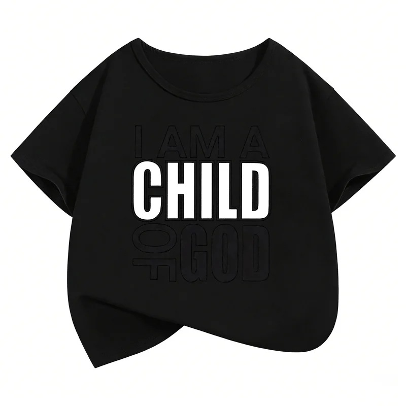 I Am A Child of God Letter Printed T Shirts Graphic Kids Children's T-shirt Boys Girls Summer Spring Casual Top Tee Shirt
