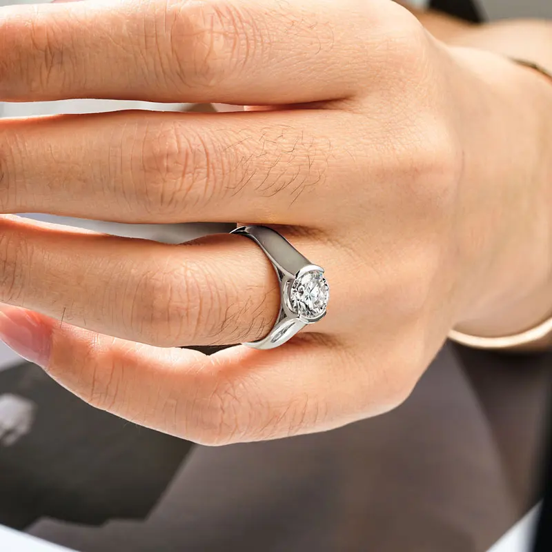 Rrjzz 6,5 mm Solitär-Ring mit rundem Schliff und D-Farbe, Moissanit-Verlobungsring, funkelnder Versprechen-Ehering für Frauen, GRA-Schmuckgeschenke – Detail 6