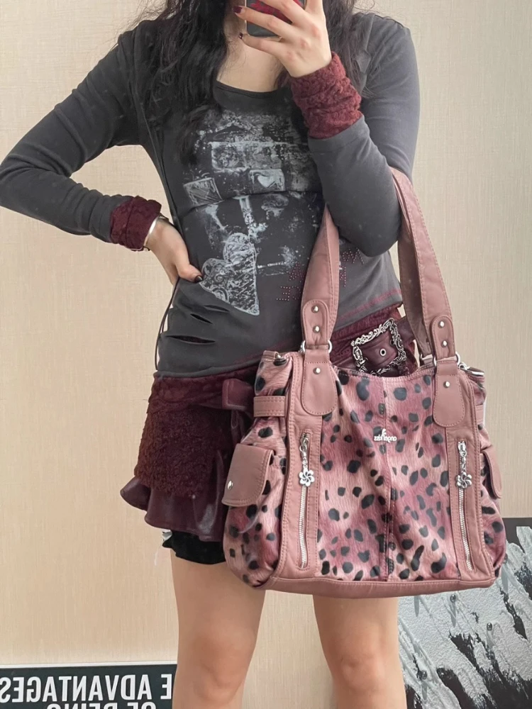 Original Design Retro Leopard Print Spicy Girl Street Underarm Shoulder Crossbody Bags for Women Hot Selling Bolsos Mujer