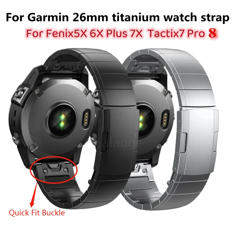 22 26mm pulseira de liberação rápida de titânio para garmin fenix5 5xplus 6 6xpro 7 7x tactix 7pro 8 pulseira de metal fácil ajuste pulseira de relógio