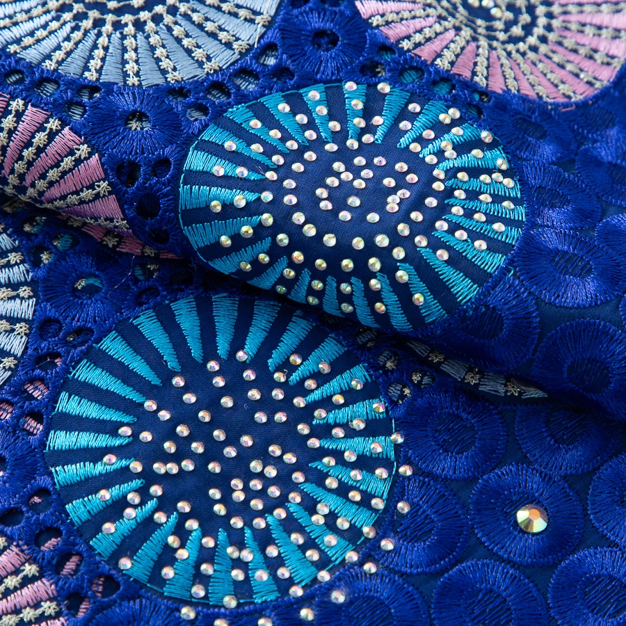 SJD LACE Swiss Voile Lace Fabric High Quality 2025 African Nigerian Cotton Lace with Stones for Elegant Party Wedding Dress 4486