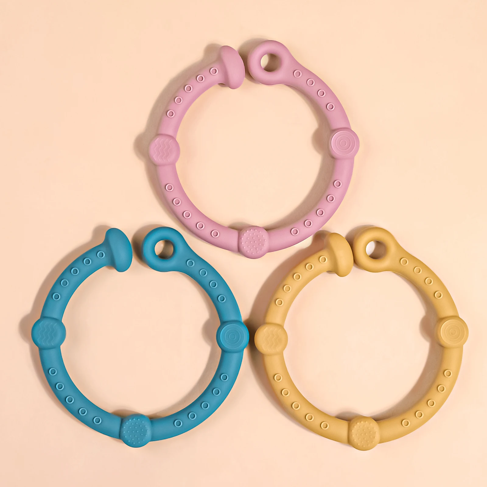 3pcs Silicone Baby Teether Health Care Molar Toy Food Grade Toddler Nursing Teething Ring Chewing Toys Baby Accessories