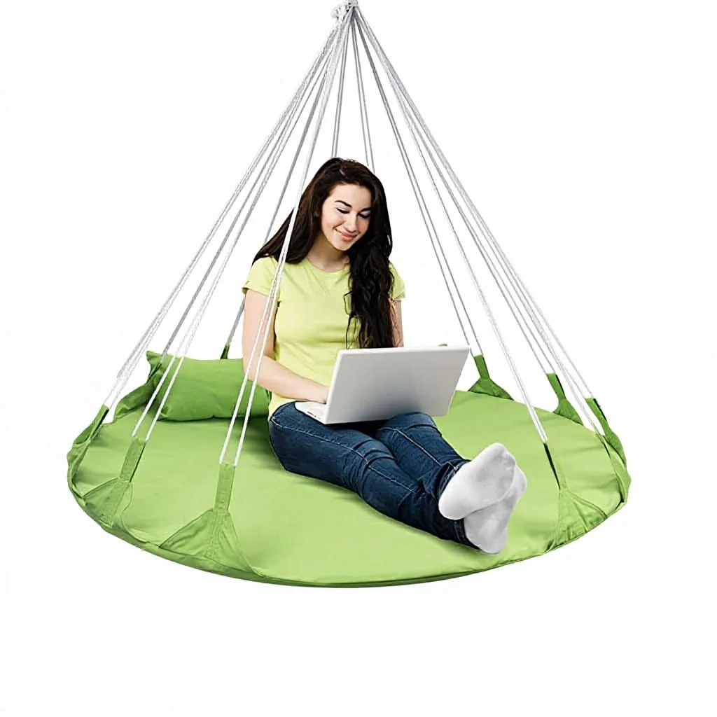

Double Single Cloth Hammock Lazy People Internet Popular Leisure Child Green White Hanging Swing Bedroom Outdoor Camping Sofa