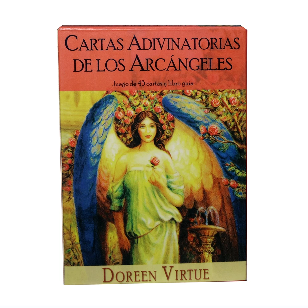 İspanyol baskısı Archangel Oracle kartları-22 yeni oracle güverteleri. Destek toptan fabrika yapımı yüksek kaliteli PDF kılavuzu kitap