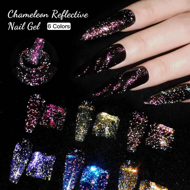 Chameleon reflecterende glittergel nagellak Dark Flashy Aurora Laser Gradient Gel Polish Semi-permanente losweken UV-gelvernis
