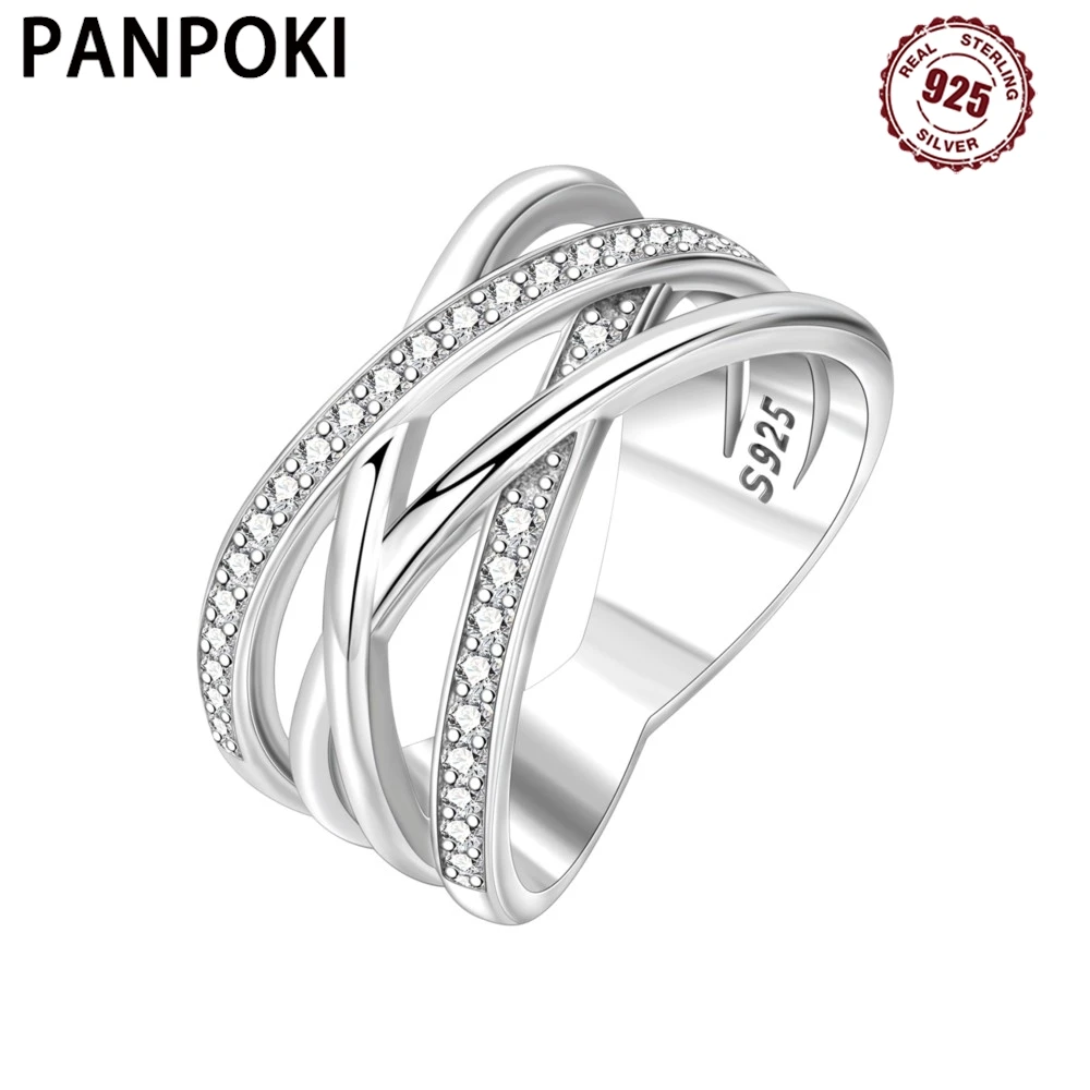 

PANPOKI S925 Sterling Silver Multi Ring Woven Closed Ring For Women Finger Ring Personality Jewelry Party Trendy Gifts