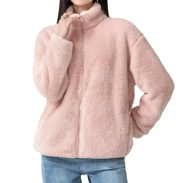 سترة عادية من الصوف المرجاني للأزواج الرجال نمط قصير الخريف الشتاء وصول جديد نسخة سميكة من الصين