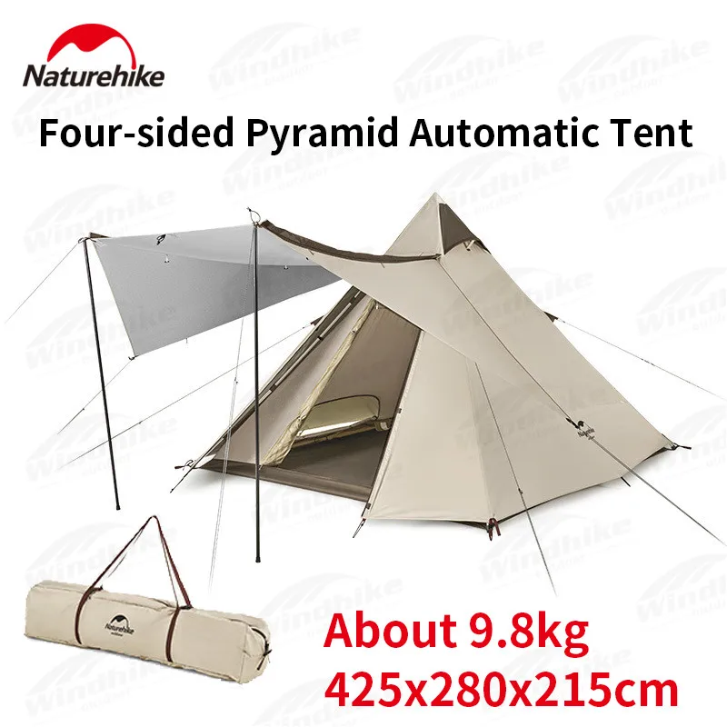 

Naturehike Automatic Pyramid Camping Tent 3-4 Person 4 Seasons Teepee Tipi Tent Portable Outdoor Picnic Beach One-touch Large